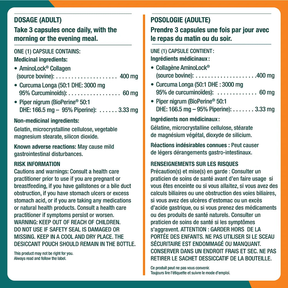 Genacol AI AminoLock Collagen with Curcumin and Piperine 90 Capsules